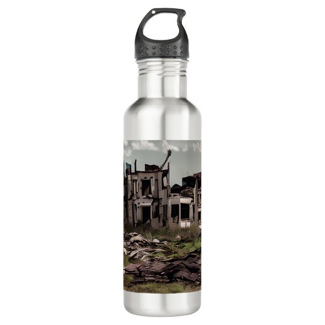  Abandoned Buildings Post Apocalypse  Stainless Steel Water Bottle (Front)