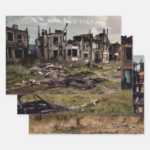  Abandoned Buildings Post Apocalypse  Wrapping Paper Sheets