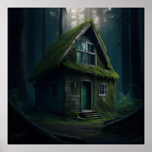 Abandoned cabin in the woods poster