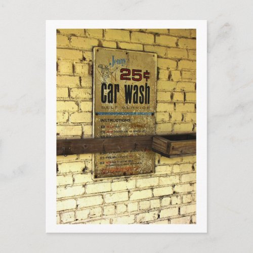 Abandoned Car Wash Sign Vintage Postcard