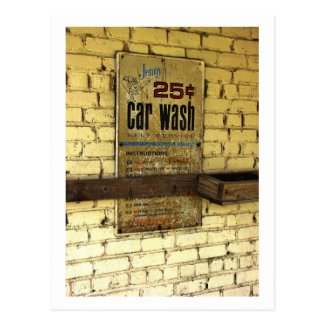 Abandoned Car Wash Sign Vintage Postcard