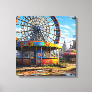 Abandoned Carnival Ferris Wheel Ai art Canvas Print