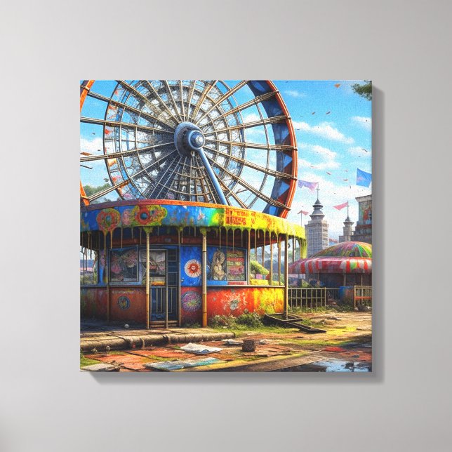 Abandoned Carnival Ferris Wheel Ai art Canvas Print (Front)