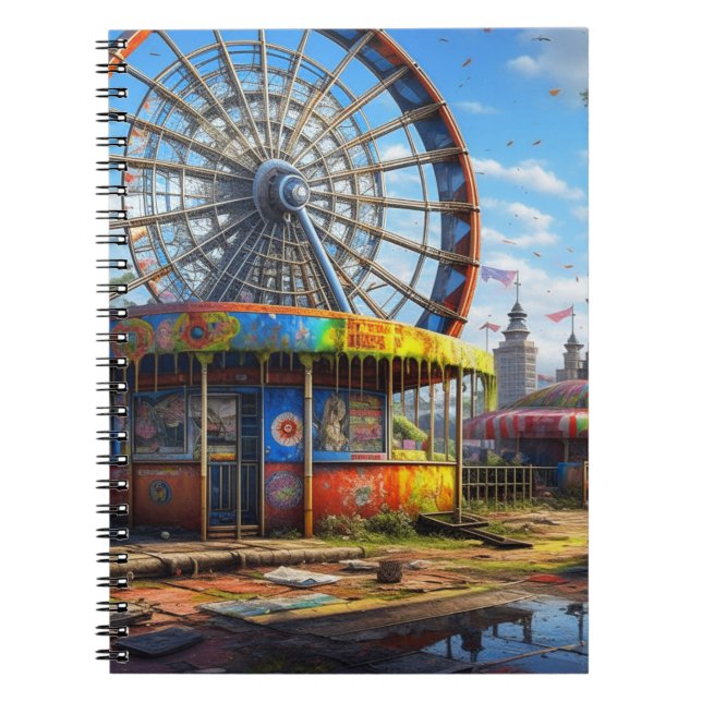 Abandoned Carnival Ferris Wheel Ai art Notebook (Front)