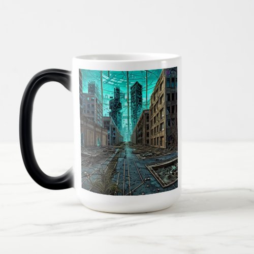 Abandoned City Dystopian AI Generated Artwork Magic Mug