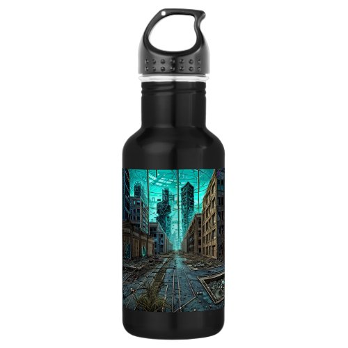 Abandoned City Dystopian AI Generated Artwork Stainless Steel Water Bottle