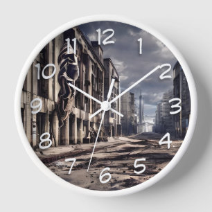 Abandoned City Post Apocalypse Dystopian World Clock