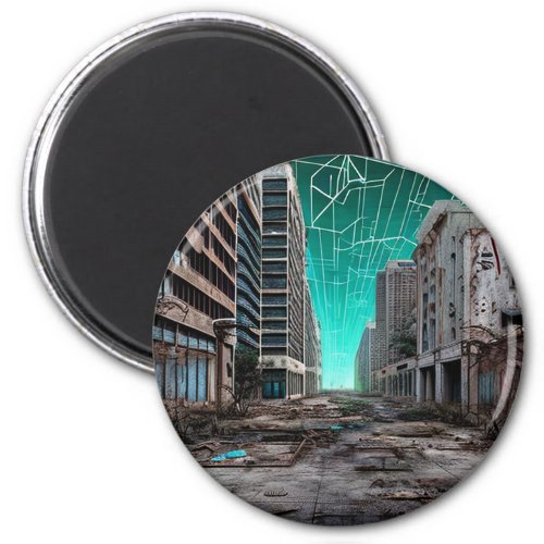 Abandoned City  Post Apocalyptic Dystopia  Magnet