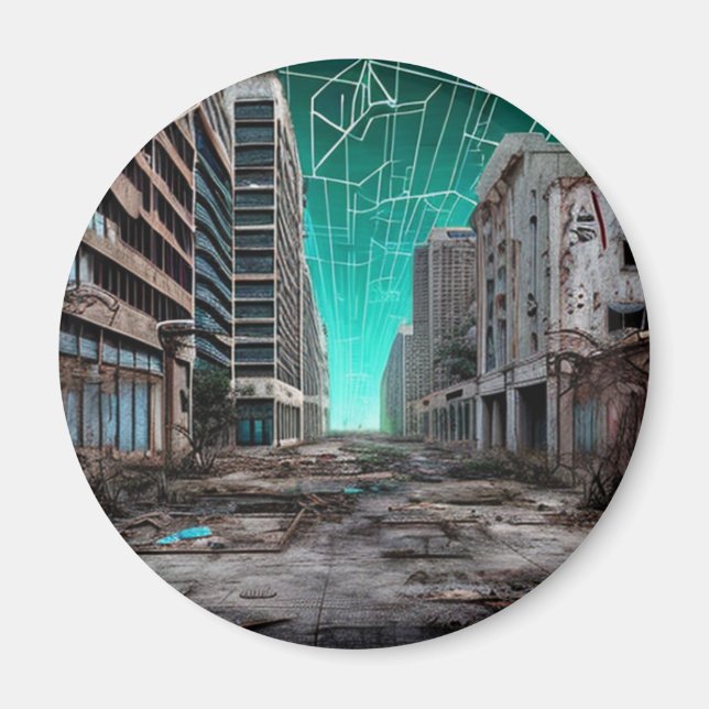 Abandoned City | Post Apocalyptic Dystopia  Magnet (Front)