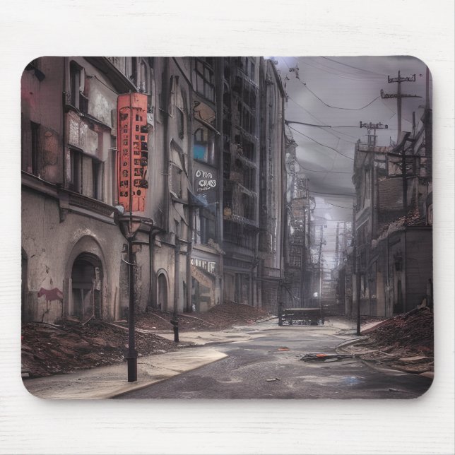 Abandoned City | Post Apocalyptic Dystopia  Mouse Pad (Front)