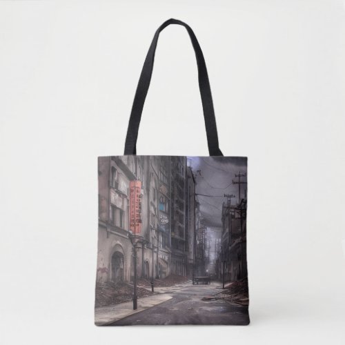 Abandoned City  Post Apocalyptic Dystopia  Tote Bag