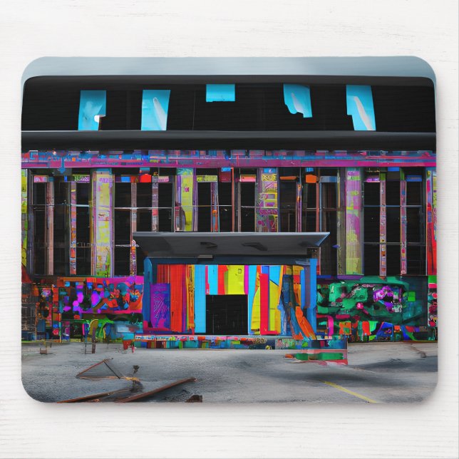 Abandoned Colorful Building Ai Art Mouse Pad (Front)