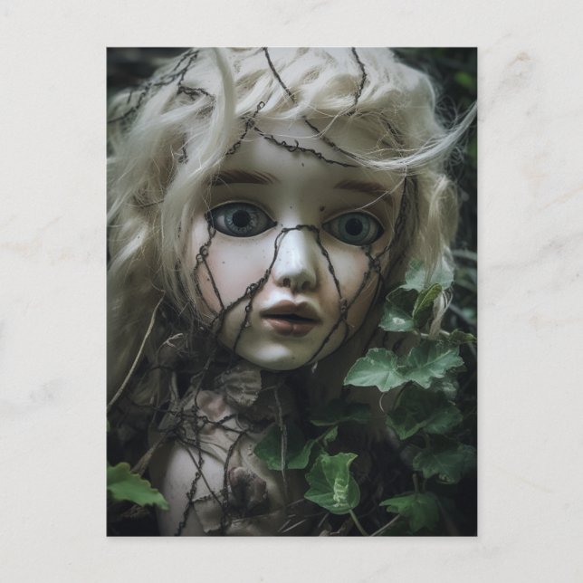Abandoned Doll Overgrown in Ivy Postcard (Front)