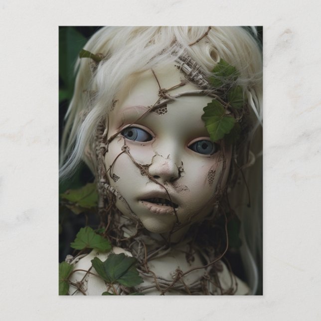 Abandoned Doll Overgrown in Vines Postcard (Front)