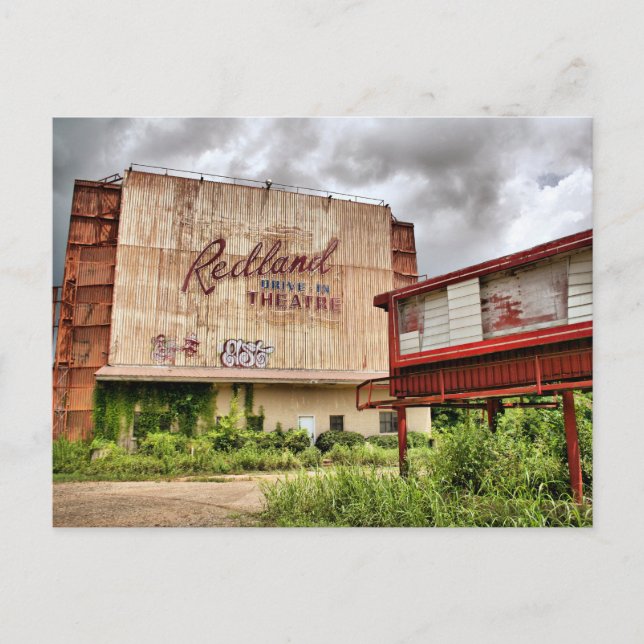 Abandoned Drive in Movie Theater Holiday Postcard (Front)