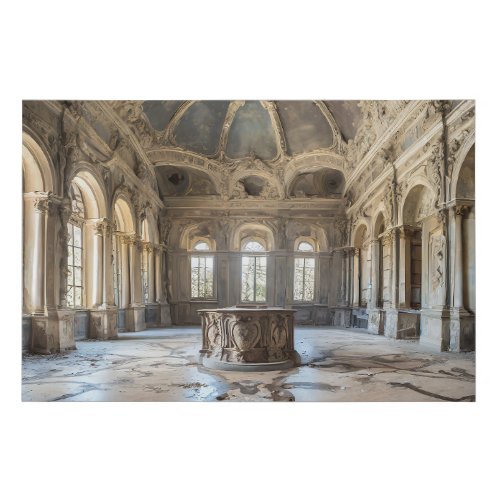 Abandoned Fantasy Grand Ballroom in Decay Faux Canvas Print