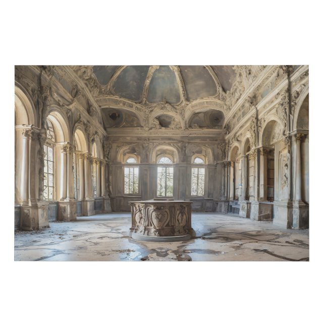 Abandoned Fantasy Grand Ballroom in Decay Faux Canvas Print (Front)