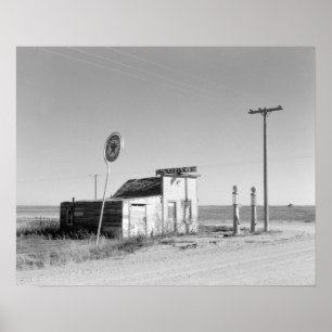 Abandoned Gas Station, 1937. Vintage Photo Poster