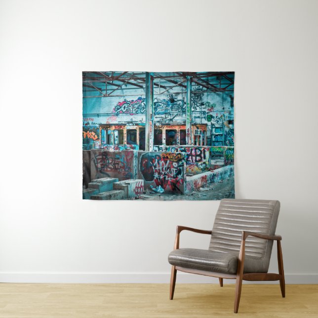 Abandoned Graffiti Art Lost Places Art Tapestry (In Situ (Horizontal))