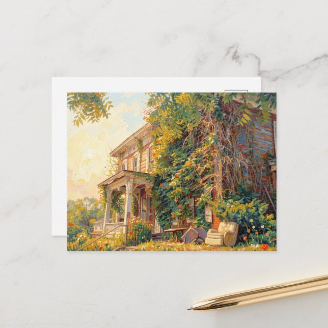 Abandoned House Furniture Included Postcard (Front/Back In Situ)