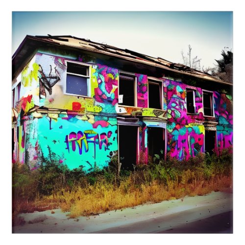 Abandoned House with Colorful Graffiti Acrylic Print