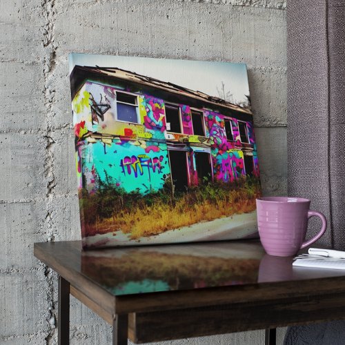 Abandoned House with Colorful Graffiti Metal Print