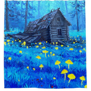 Abandoned Log Cabin Shower Curtain