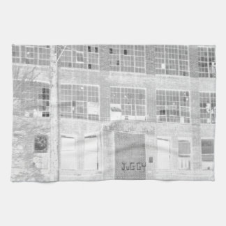 Abandoned Manufacturing Building - negative Kitchen Towel