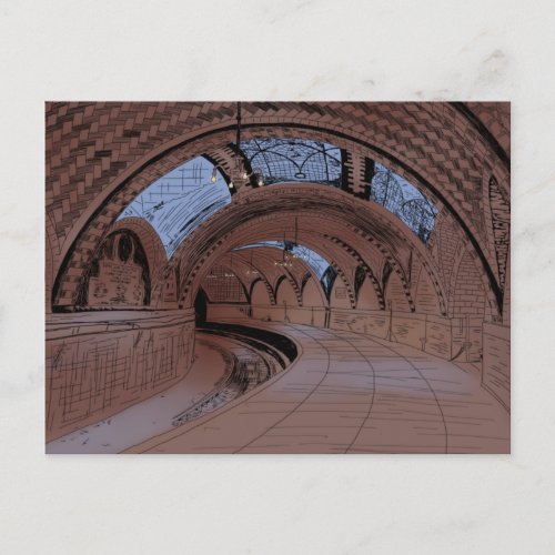 Abandoned NY City Hall Subway Station Illustration Postcard