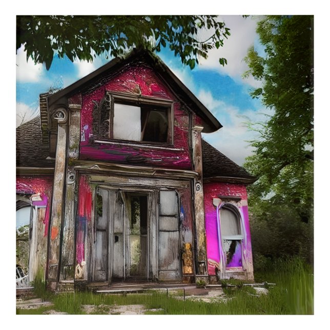 Abandoned Old Barn House near the Woods Acrylic Print (Front)