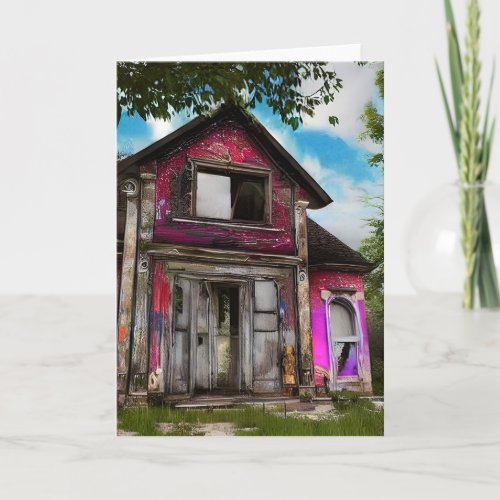 Abandoned Old Barn House near the Woods Card