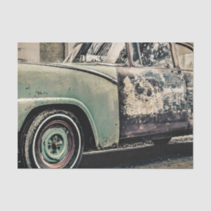 Abandoned Old Car Photo Tissue Paper