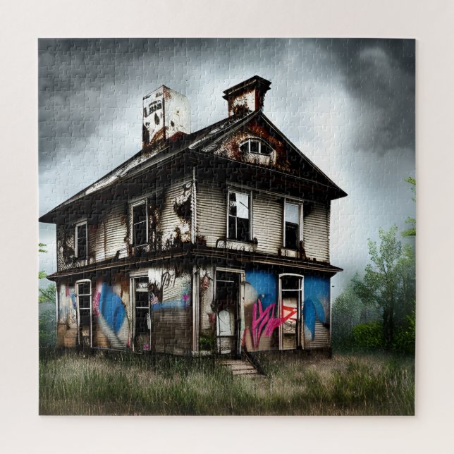 Abandoned Old House Spray Paint Graffiti Jigsaw Puzzle (Vertical)