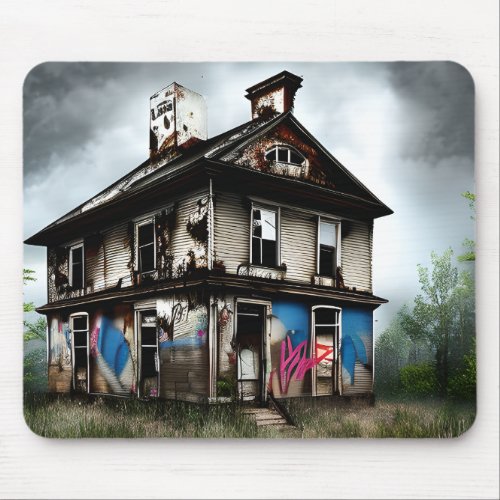 Abandoned Old House Spray Paint Graffiti Mouse Pad