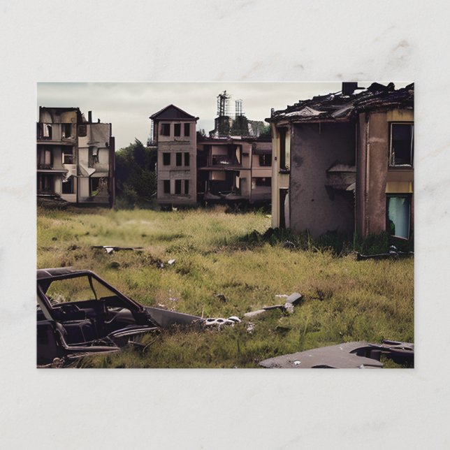 Abandoned Post Apocalyptic Buildings Postcard (Front)