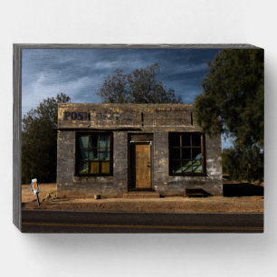 Abandoned Post Office in Kelso California Wooden Box Sign
