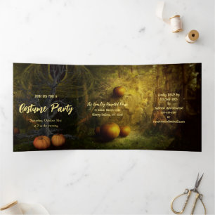 Abandoned Pumpkin Patch Halloween Party Tri-Fold Invitation