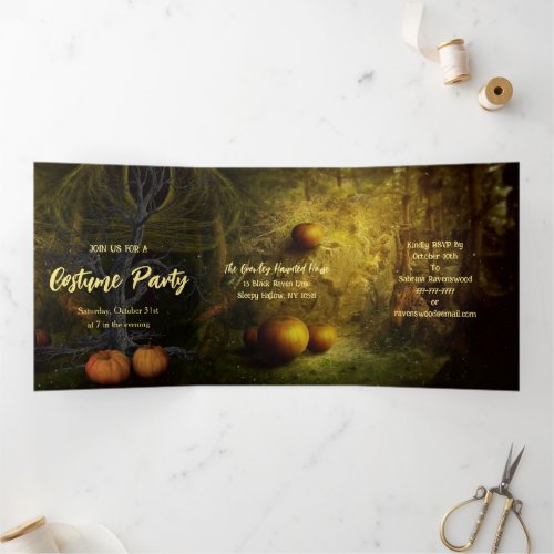 Abandoned Pumpkin Patch Halloween Party Tri_Fold Invitation