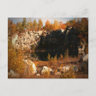 Abandoned Quarry In Fall postcard