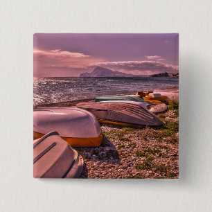 Abandoned Rowing Boats L'Olla Beach, Altea Pinback Button