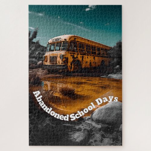 Abandoned School Bus In The Desert 1014 Piece Jigsaw Puzzle