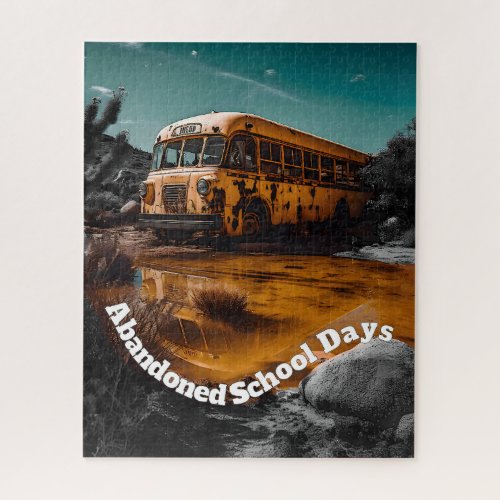 Abandoned School Bus In The Desert 520 Piece Jigsaw Puzzle