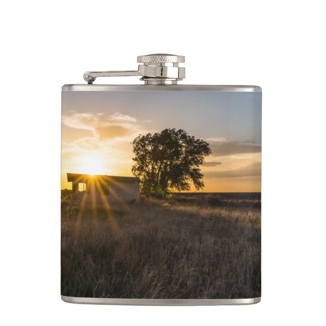 Abandoned Shed Colorado Sunset Flask (Front)