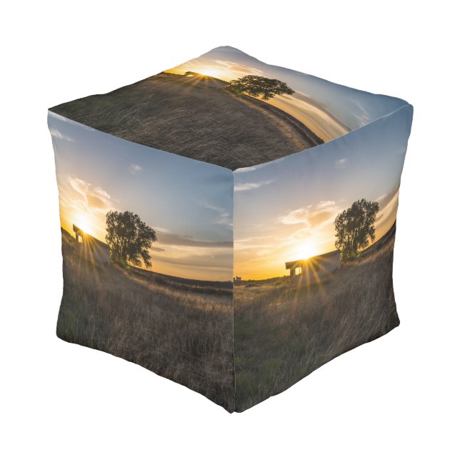 Abandoned Shed Colorado Sunset Pouf (Angled Front)