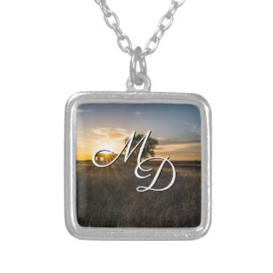 Abandoned Shed Colorado Sunset Square Necklace