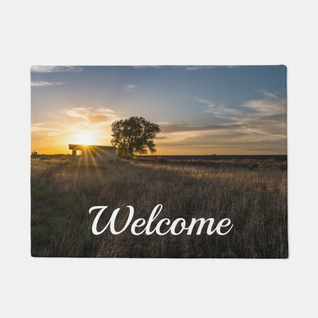Abandoned Shed Colorado Sunset Welcome Doormat (Front)