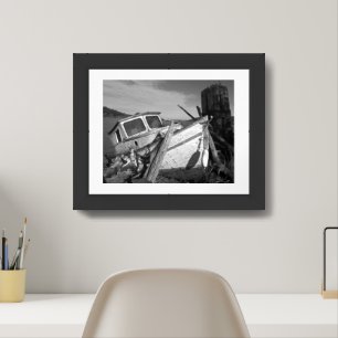 Abandoned Shipwreck Black and White Framed Art