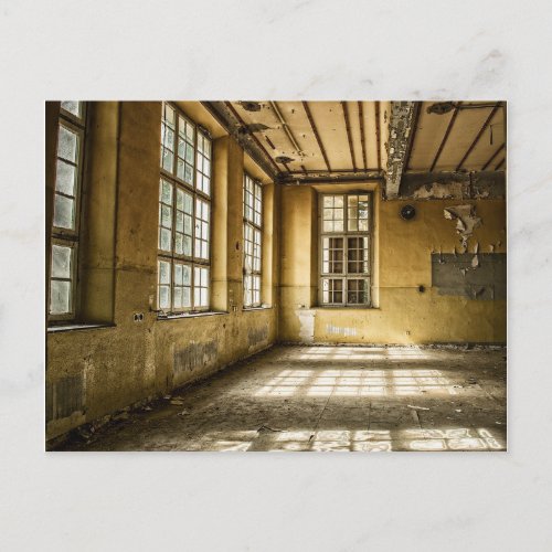 Abandoned Space with Large Windows Post card