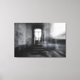 Abandoned Staircase Ghostly Doorway Blur Canvas Print