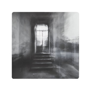 Abandoned Staircase Ghostly Doorway Blur Metal Print